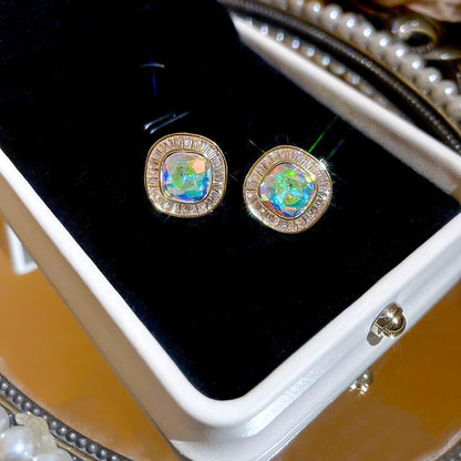 Rhinestone Earring Stud Alloy
