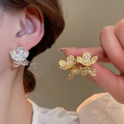 Earring Rhinestone Alloy Floral Statement