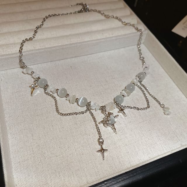 Faux Alloy Gemstone Star (Various Designs) Choker Bead Pendant