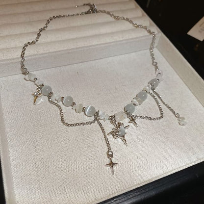 Faux Alloy Gemstone Star (Various Designs) Choker Bead Pendant