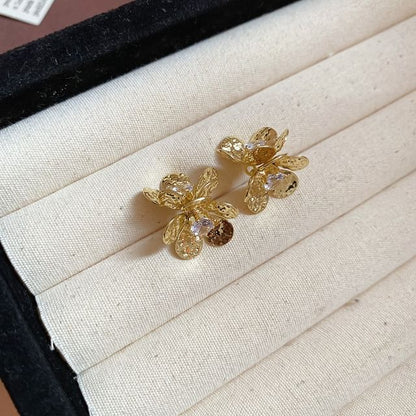 Earring Rhinestone Alloy Floral Statement