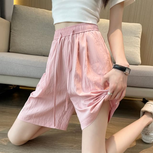 Plain Waist Shorts Drawstring