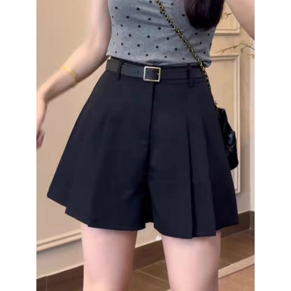 Skort Pleated Waist Plain High