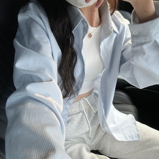 Shirt Striped Button-Up Long-Sleeve