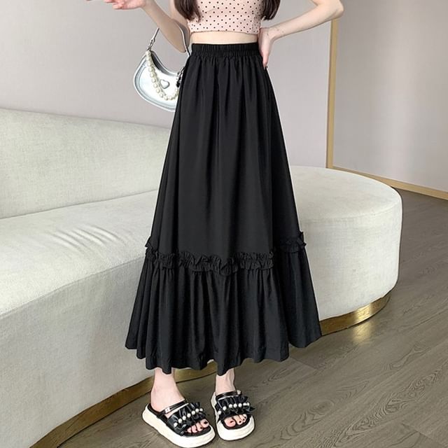 Waist Skirt Maxi High Plain A-Line