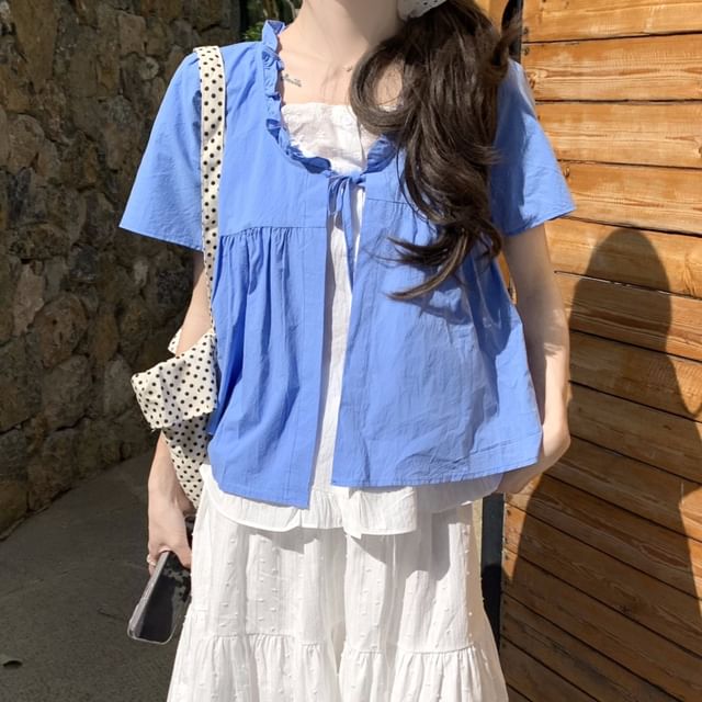 Two Two-Piece Mock Top Maxi High Waist / Short-Sleeve Tone