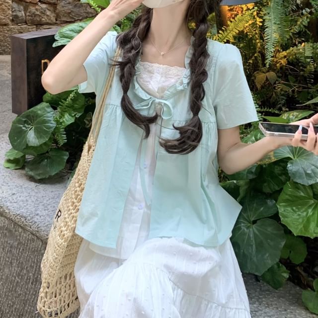 Two Two-Piece Mock Top Maxi High Waist / Short-Sleeve Tone