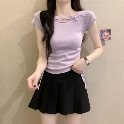 Plain Short-Sleeve Accent Tee Butterfly