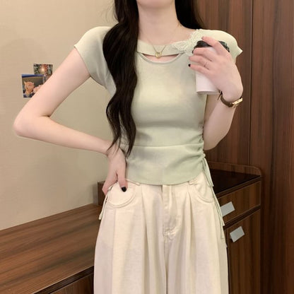 Plain Short-Sleeve Accent Tee Butterfly