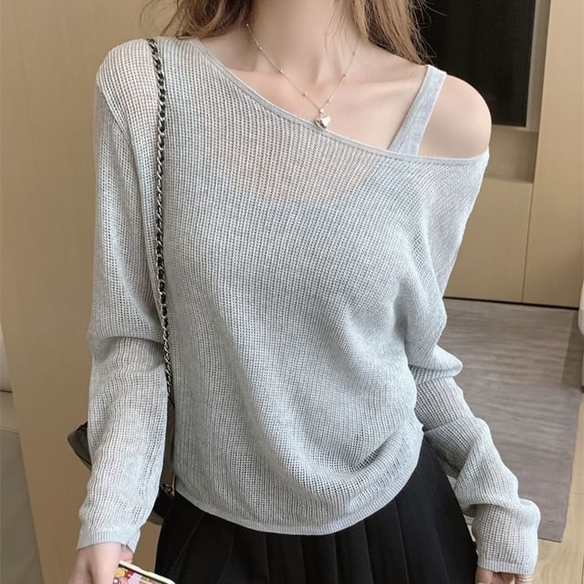 Set: Long-Sleeve + Plain Top Knit Sleeveless