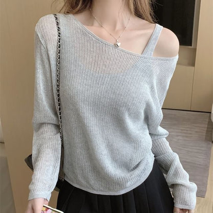 Set: Long-Sleeve + Plain Top Knit Sleeveless