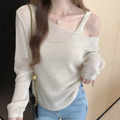 Set: Long-Sleeve + Plain Top Knit Sleeveless