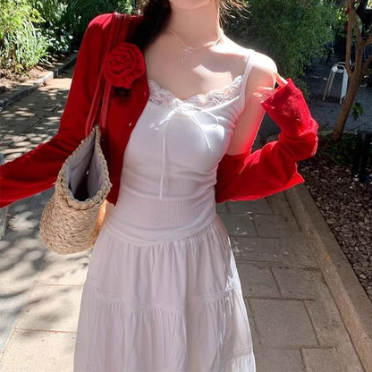 Lace Trim Camisole Plain Top Crop