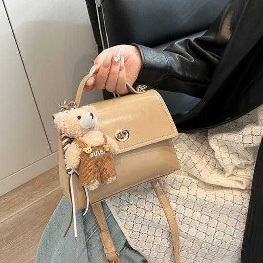 Twist Bag Top Set Crossbody Charm Lock / Handle Leather Flap Faux