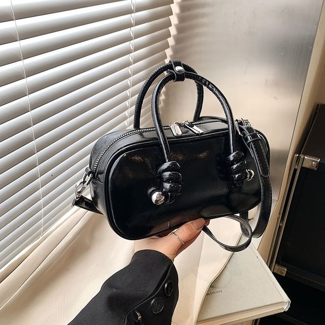 Bag Crossbody Top Leather Handle Faux Plain