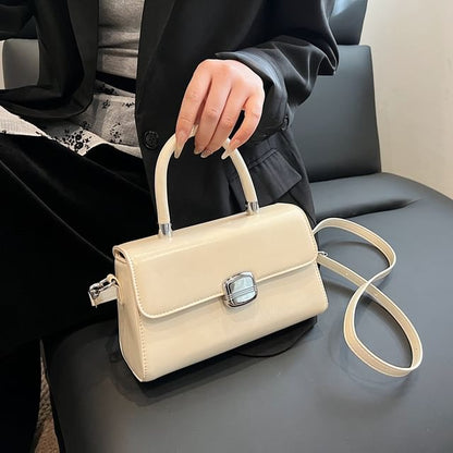 Handle Bag Leather Plain Faux Flap Top Crossbody