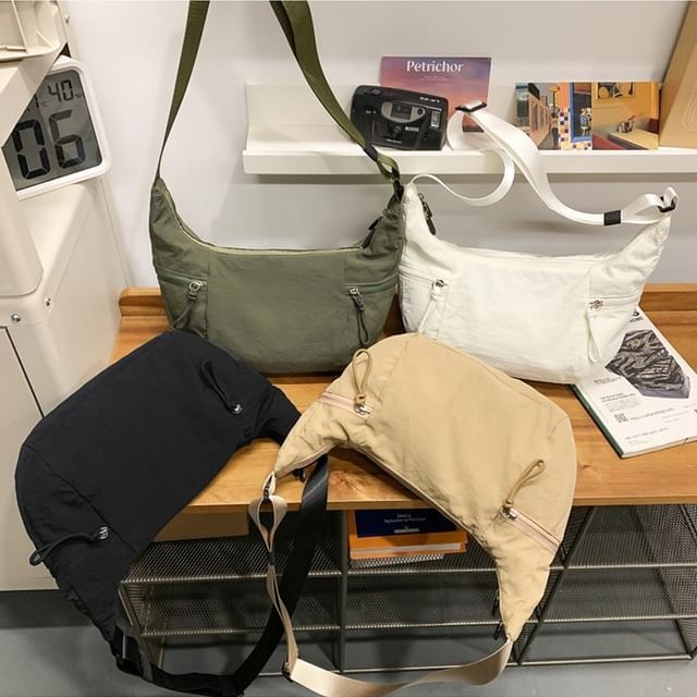 Nylon Plain Crossbody Bag
