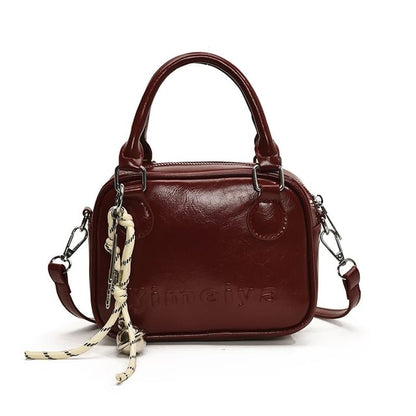 Bag Top Lettering Leather Handle Crossbody Faux