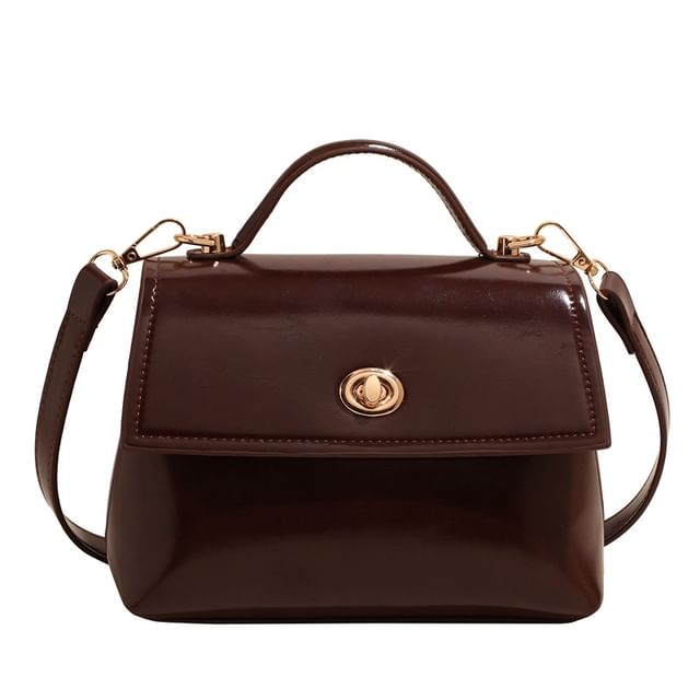 Twist Bag Top Set Crossbody Charm Lock / Handle Leather Flap Faux