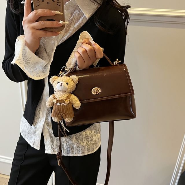 Twist Bag Top Set Crossbody Charm Lock / Handle Leather Flap Faux