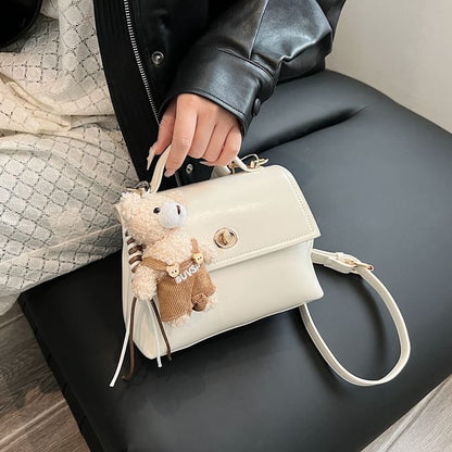 Twist Bag Top Set Crossbody Charm Lock / Handle Leather Flap Faux