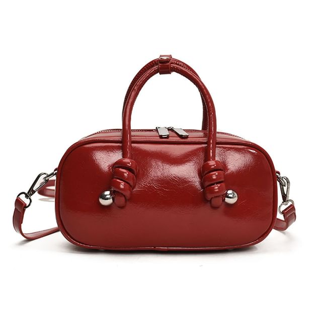 Bag Crossbody Top Leather Handle Faux Plain