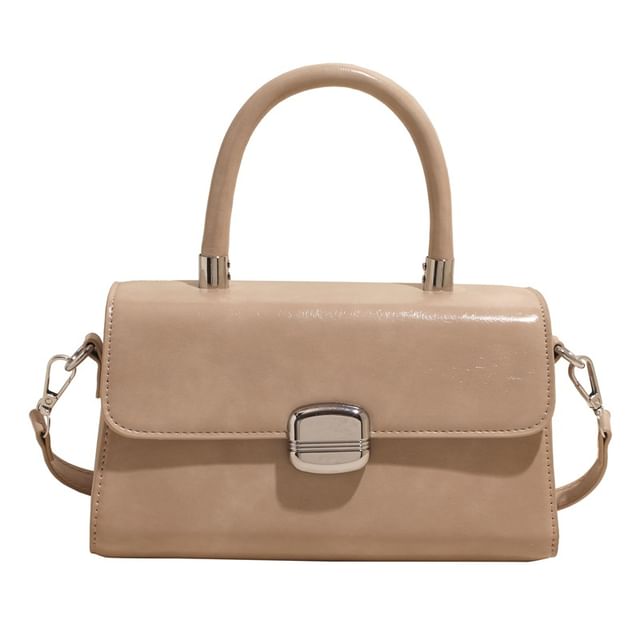 Handle Bag Leather Plain Faux Flap Top Crossbody