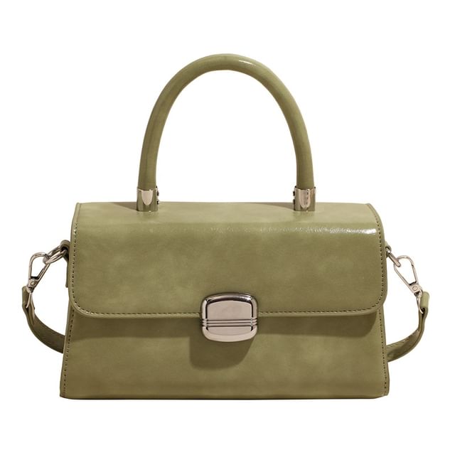 Handle Bag Leather Plain Faux Flap Top Crossbody