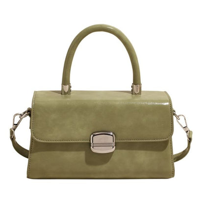 Handle Bag Leather Plain Faux Flap Top Crossbody