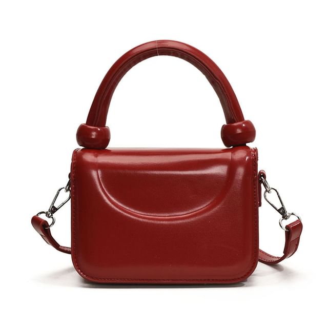 Faux Handle Leather Plain Bag Crossbody Top