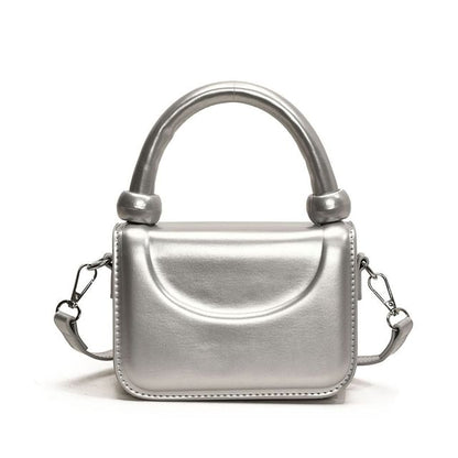 Faux Handle Leather Plain Bag Crossbody Top