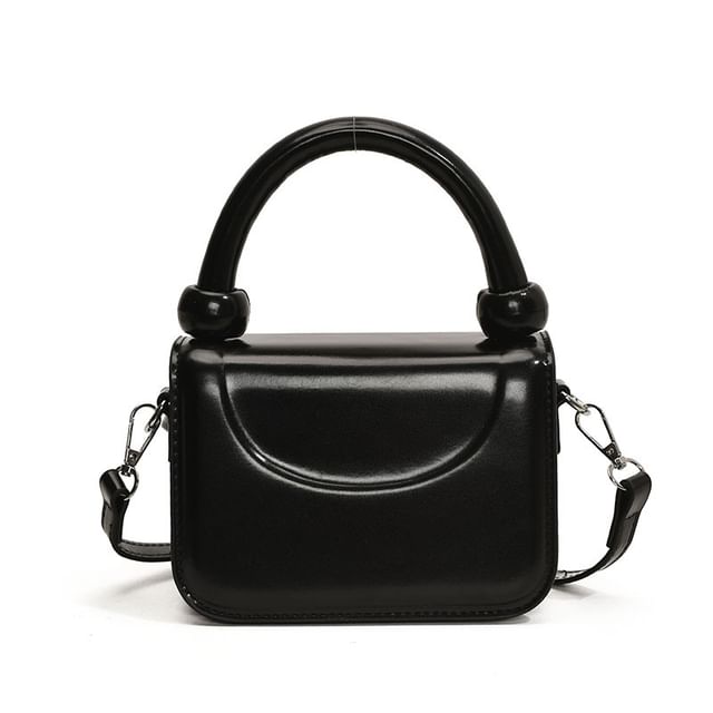 Faux Handle Leather Plain Bag Crossbody Top