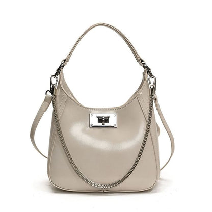 Bag Twist Lock Leather Handle Top Faux Crossbody