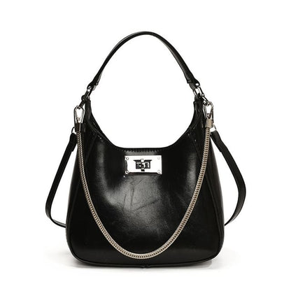 Bag Twist Lock Leather Handle Top Faux Crossbody