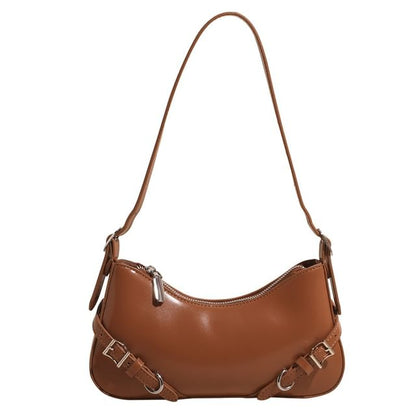 Buckled Bag Plain Crossbody Leather Faux