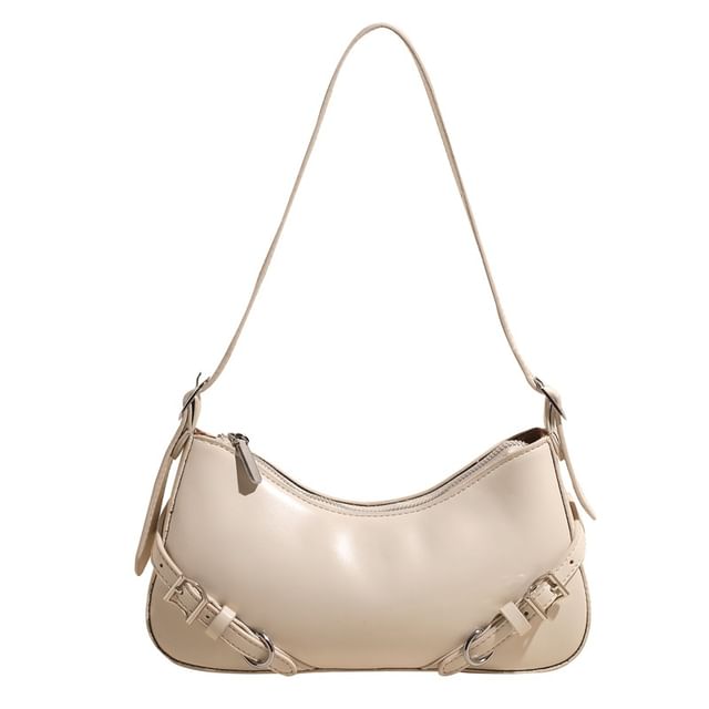 Buckled Bag Plain Crossbody Leather Faux