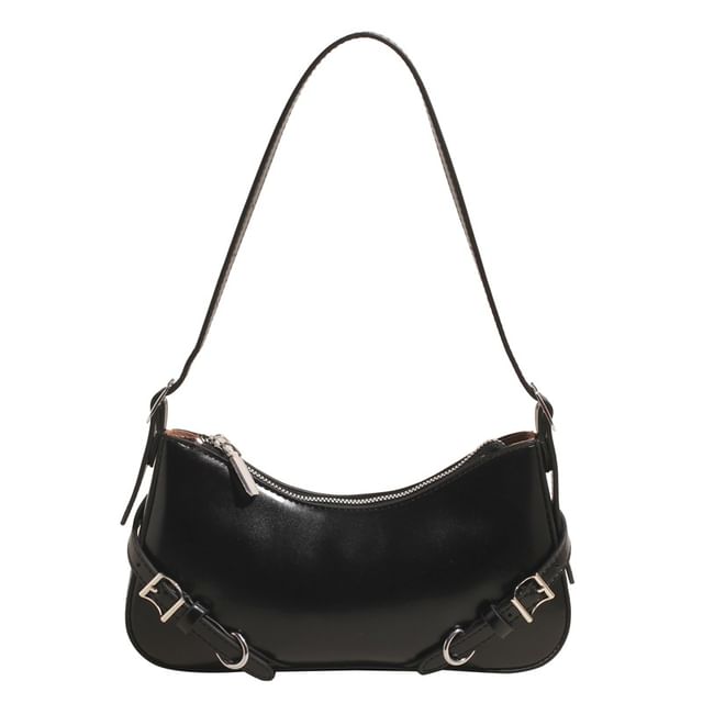 Buckled Bag Plain Crossbody Leather Faux