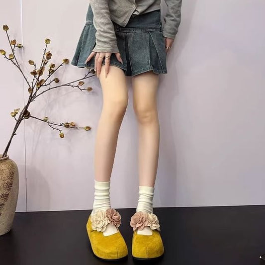 Accent Floral Genuine Mules Hidden Leather Jane Mary Wedge