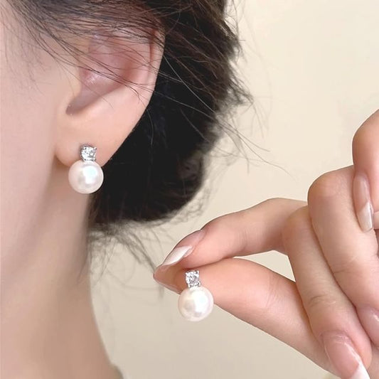 Rhinestone Faux Pearl Necklace / Stud Earring Pendant