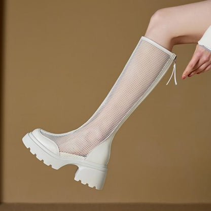 Knee Panel Boots Mesh High Platform