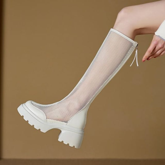 Knee Panel Boots Mesh High Platform