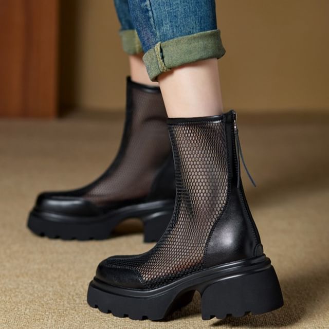 Short Panel Platform Boots Mesh