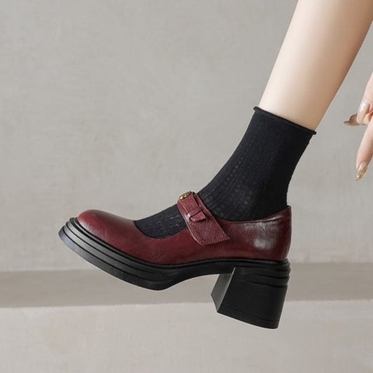 Platform Heel Block Mary Pumps Jane