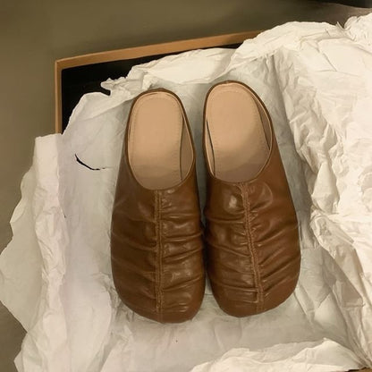 Faux Ruched Leather Mules