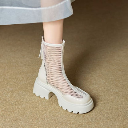 Short Panel Platform Boots Mesh