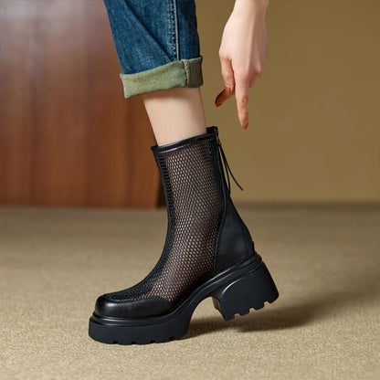 Short Panel Platform Boots Mesh