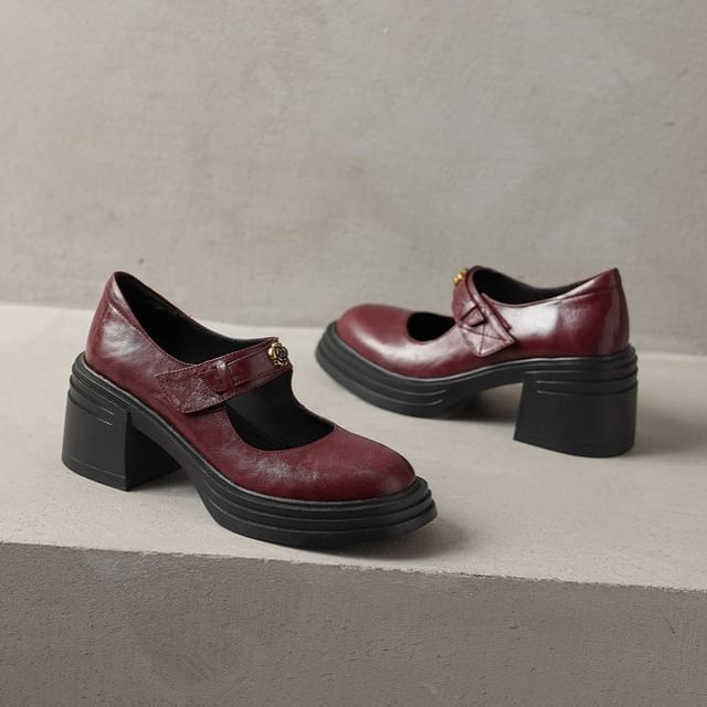 Platform Heel Block Mary Pumps Jane
