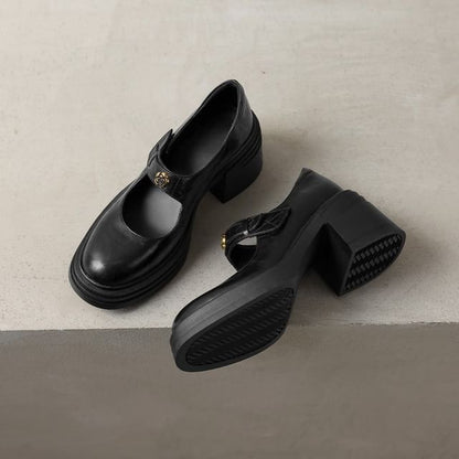 Platform Heel Block Mary Pumps Jane