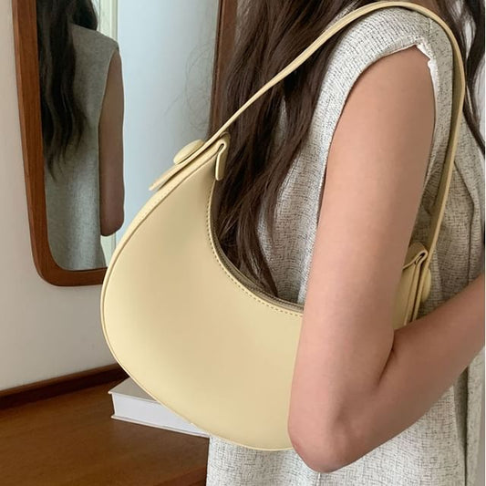 Leather Shoulder Plain Faux Bag