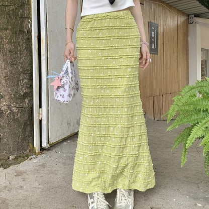 Skirt High Rise Tiered Maxi Floral Pencil